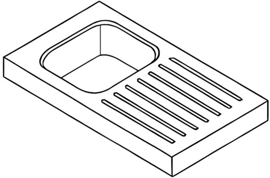 Egouttoir rainuré incliné dans la masse